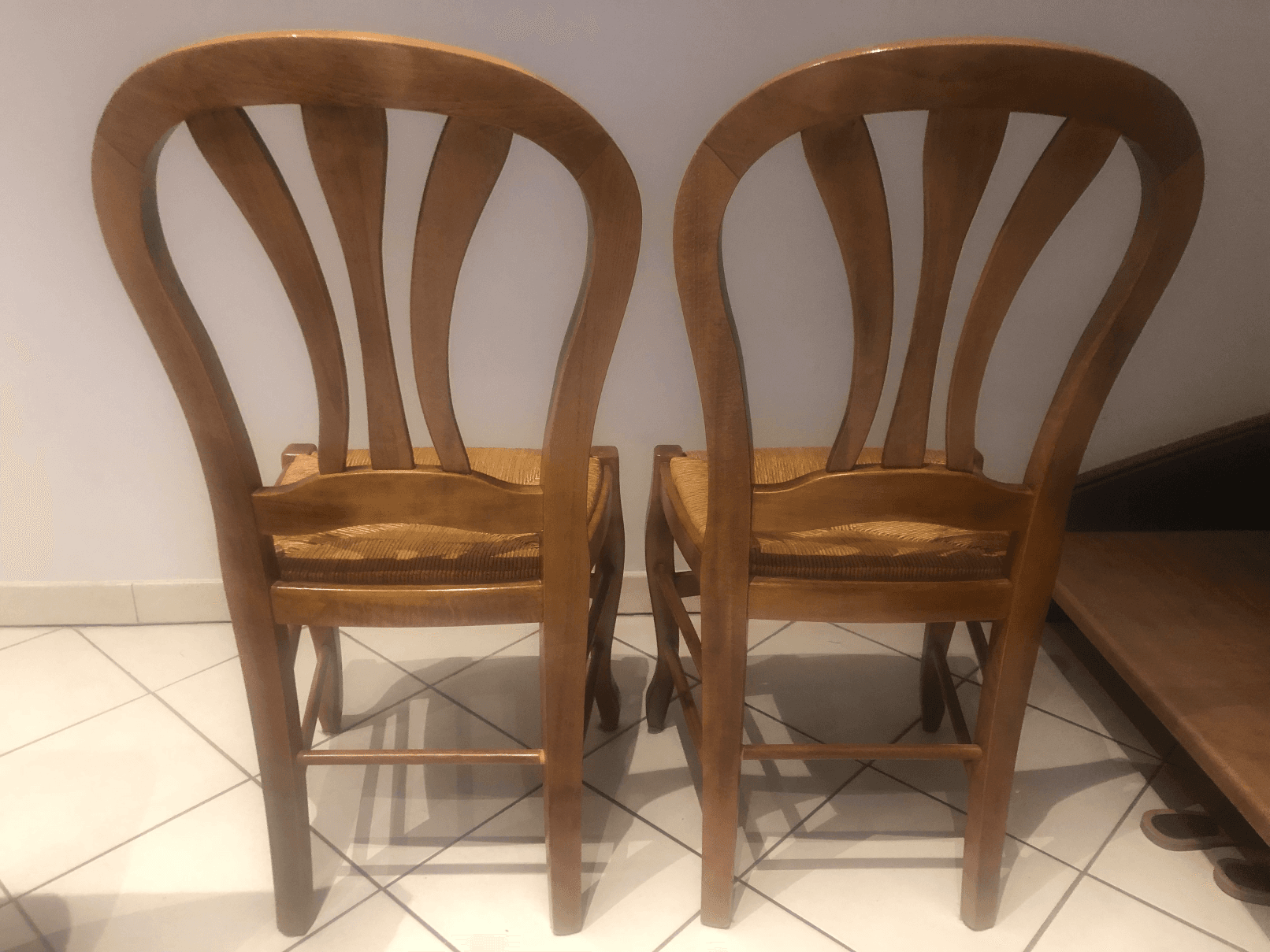 Lot de 2 chaises bois et paille — photo 3