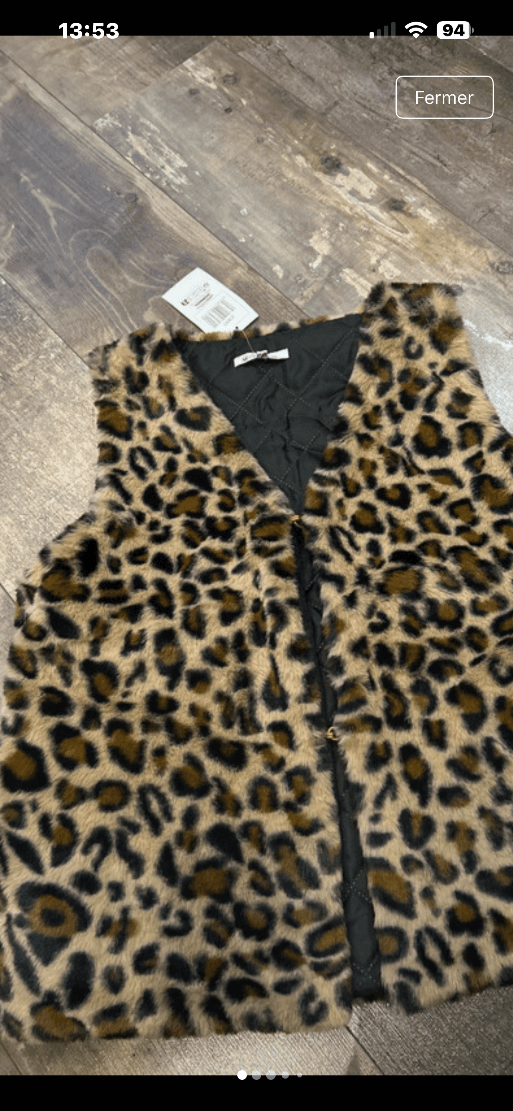 Gilet léopard en fausse fourrure M