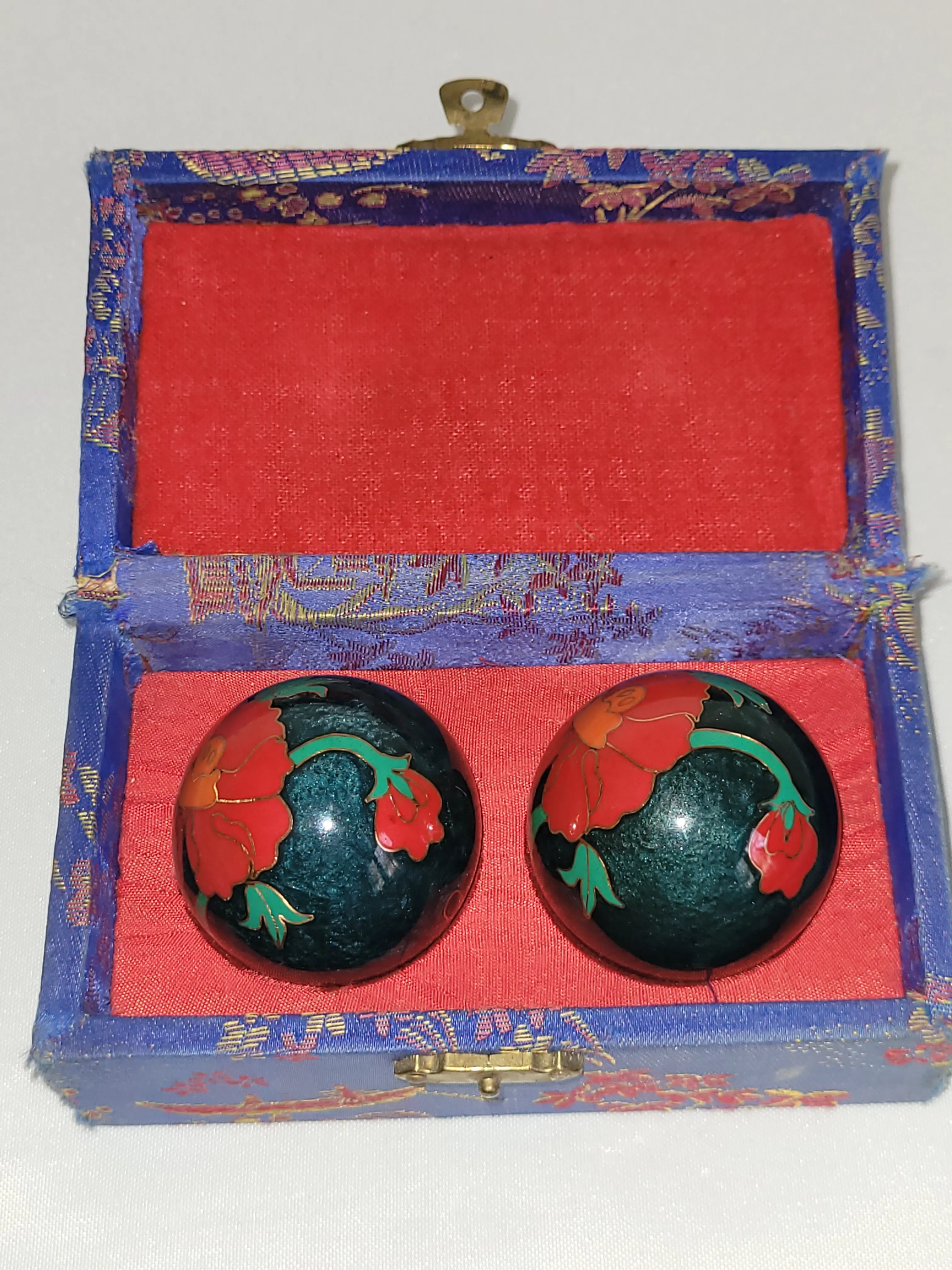 Boules de méditation chinoises avec motif floral