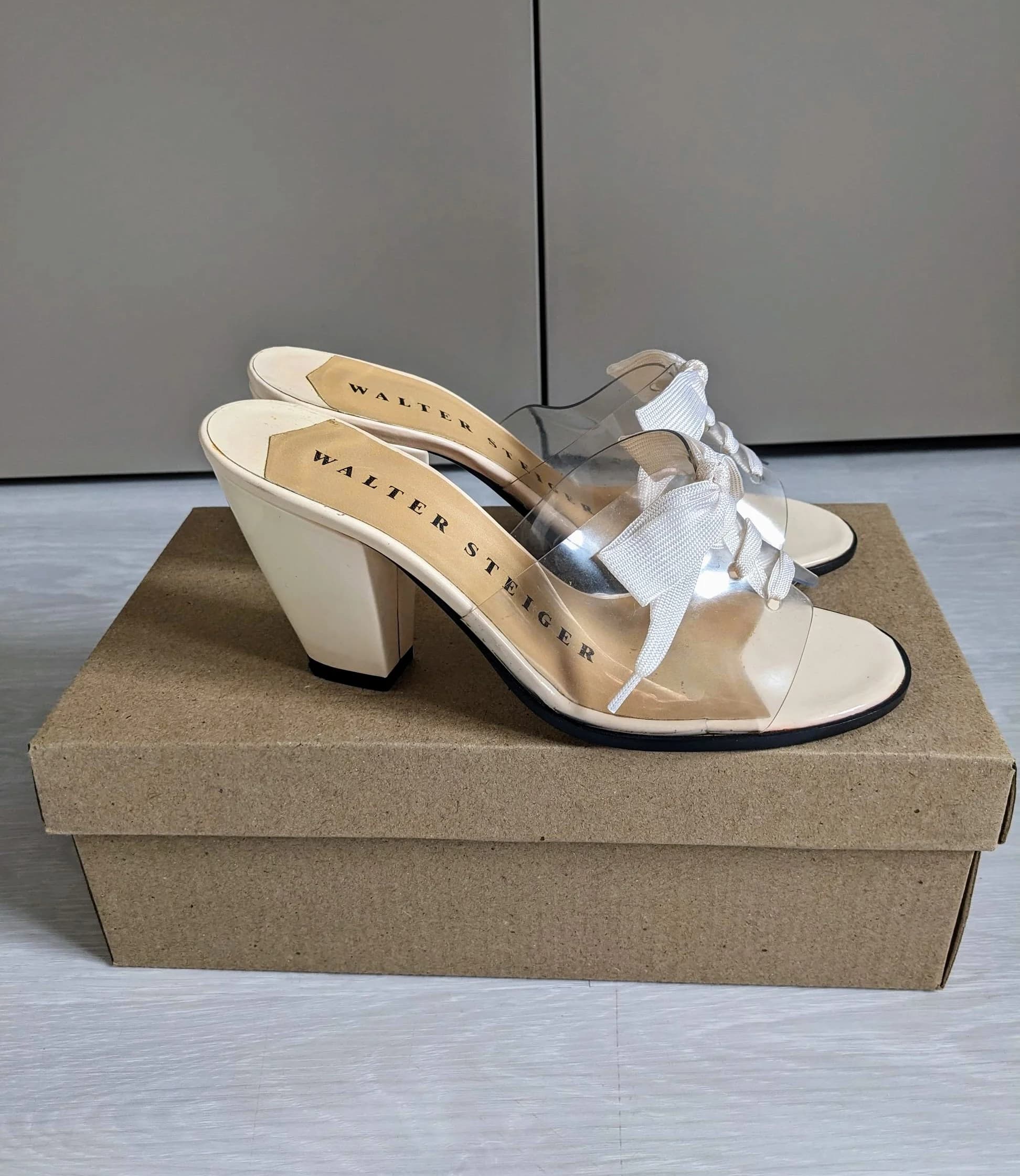 Mules plates Walter Steiger transparentes et beiges — photo 2