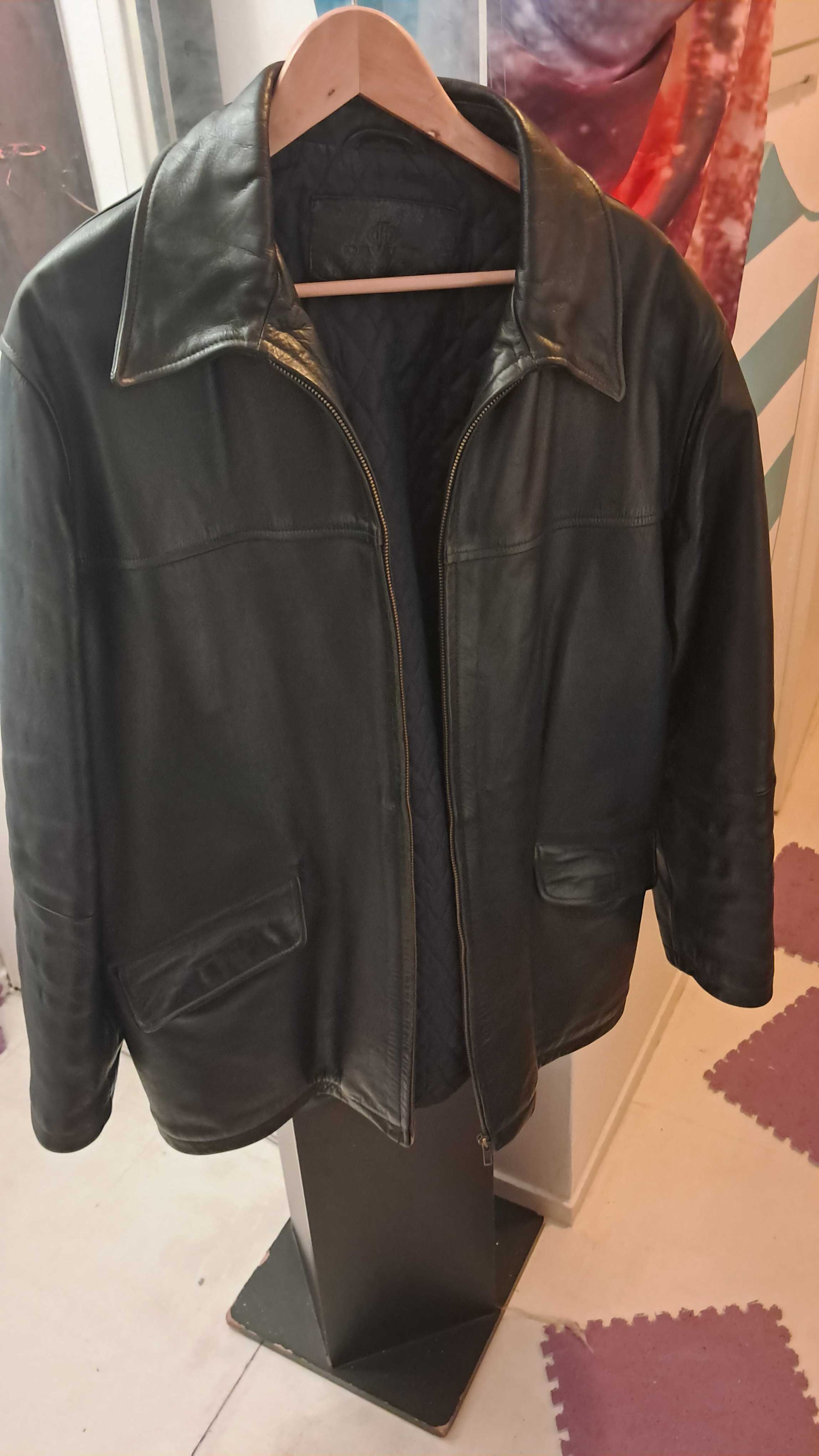 Vestes en cuir noire marron homme T-shirt — photo 1
