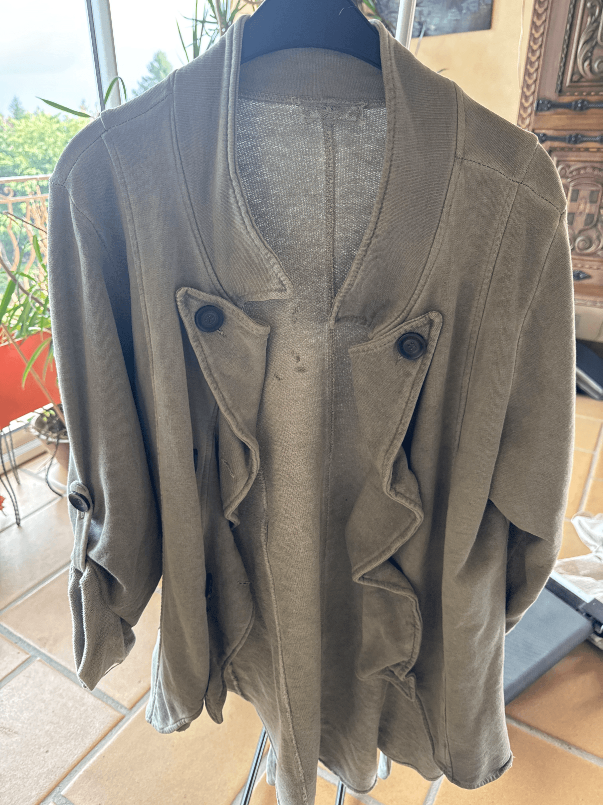 Veste longue coupe fluide vert kaki