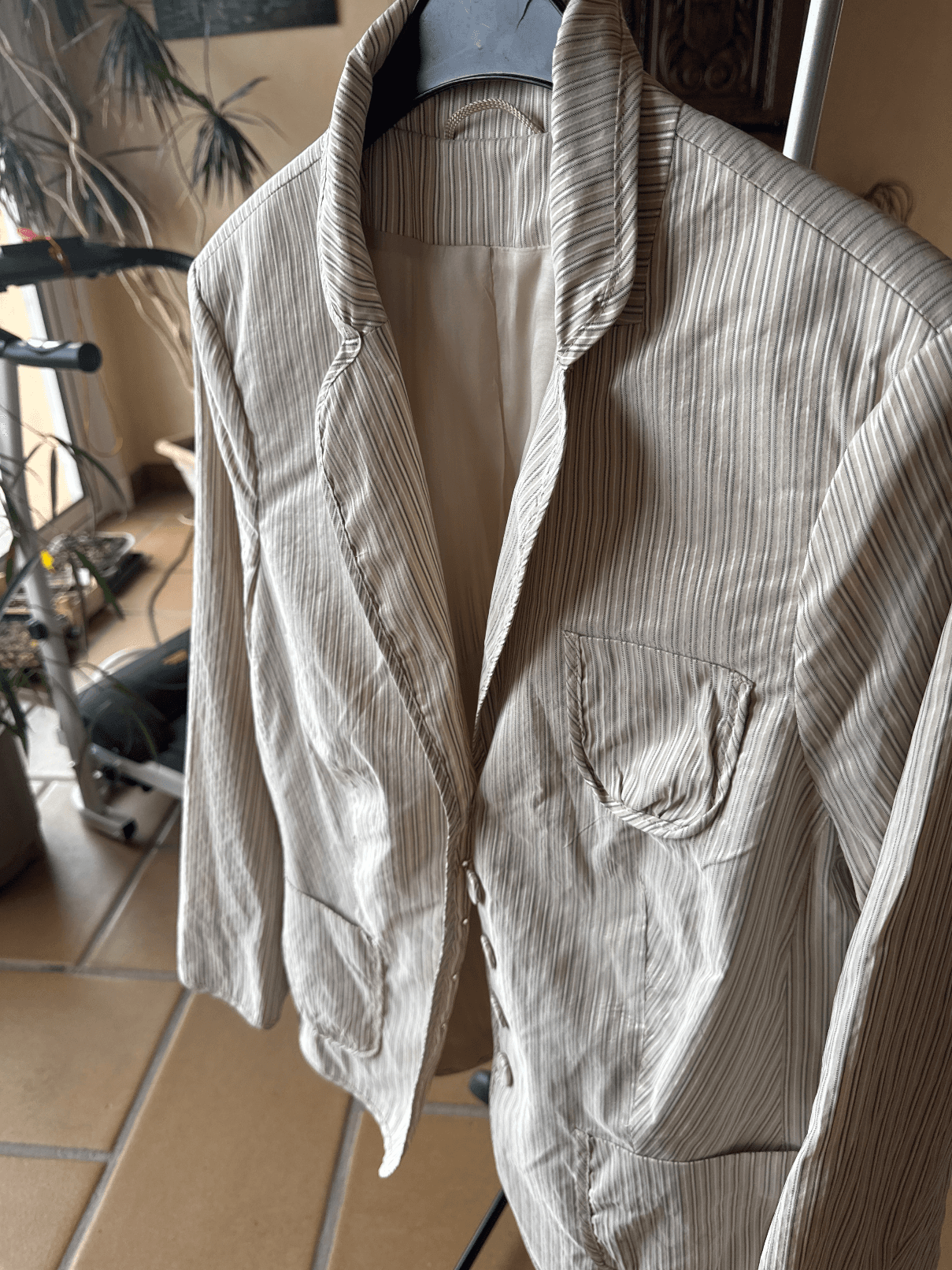 Blazer léger rayé beige et blanc — photo 1