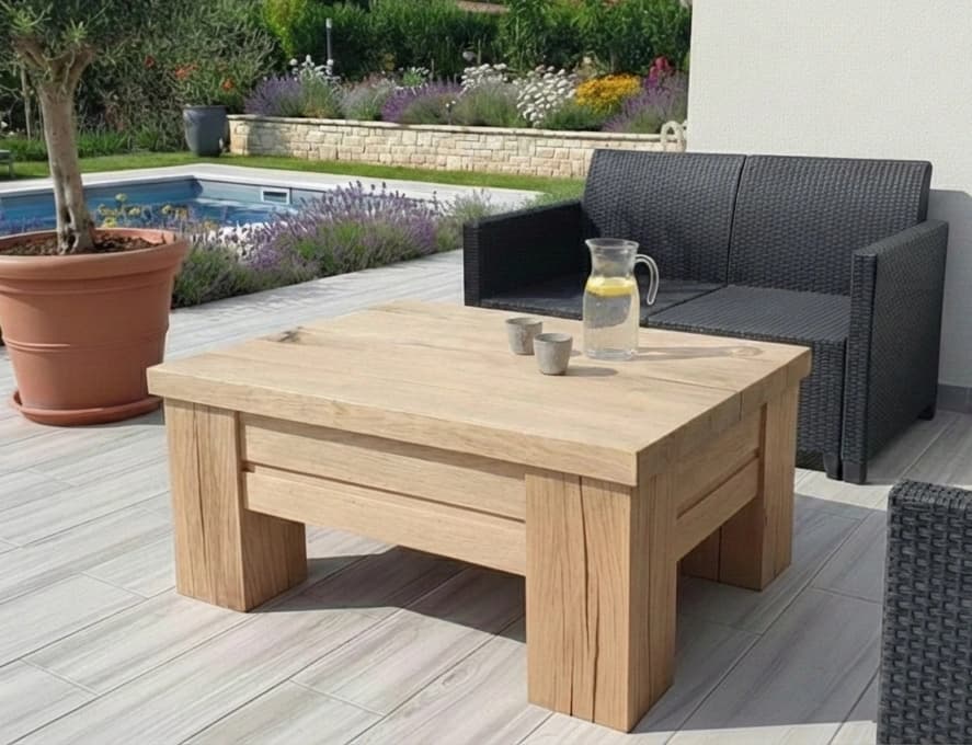 table basse en chene massif