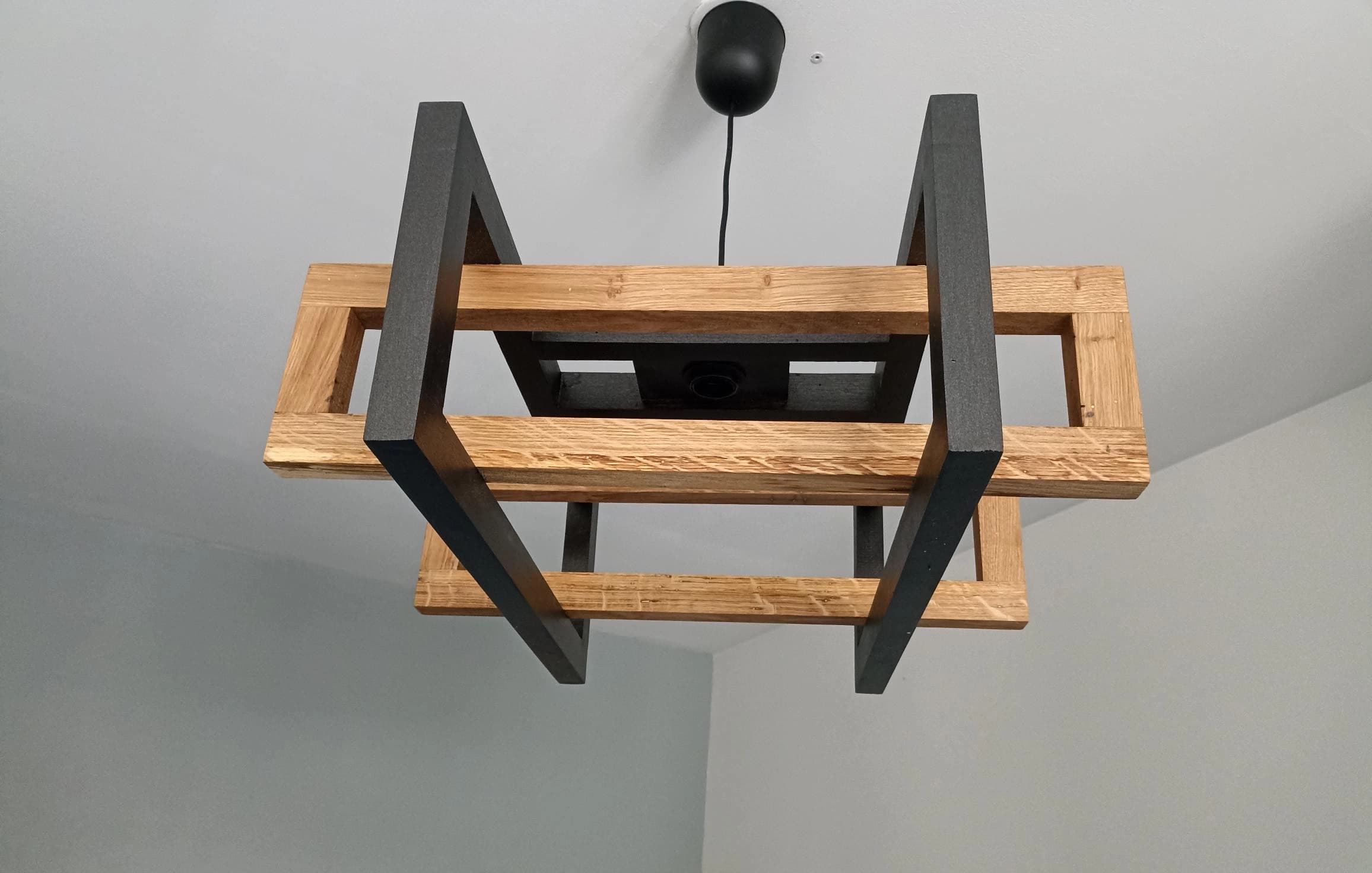 lustre Suspension design bois et métal style industriel — photo 2