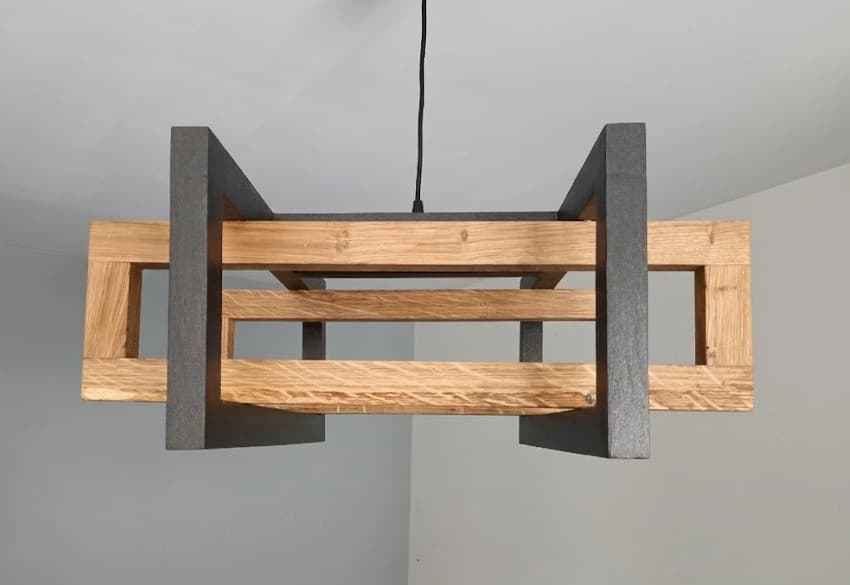 lustre Suspension design bois et métal style industriel — photo 3