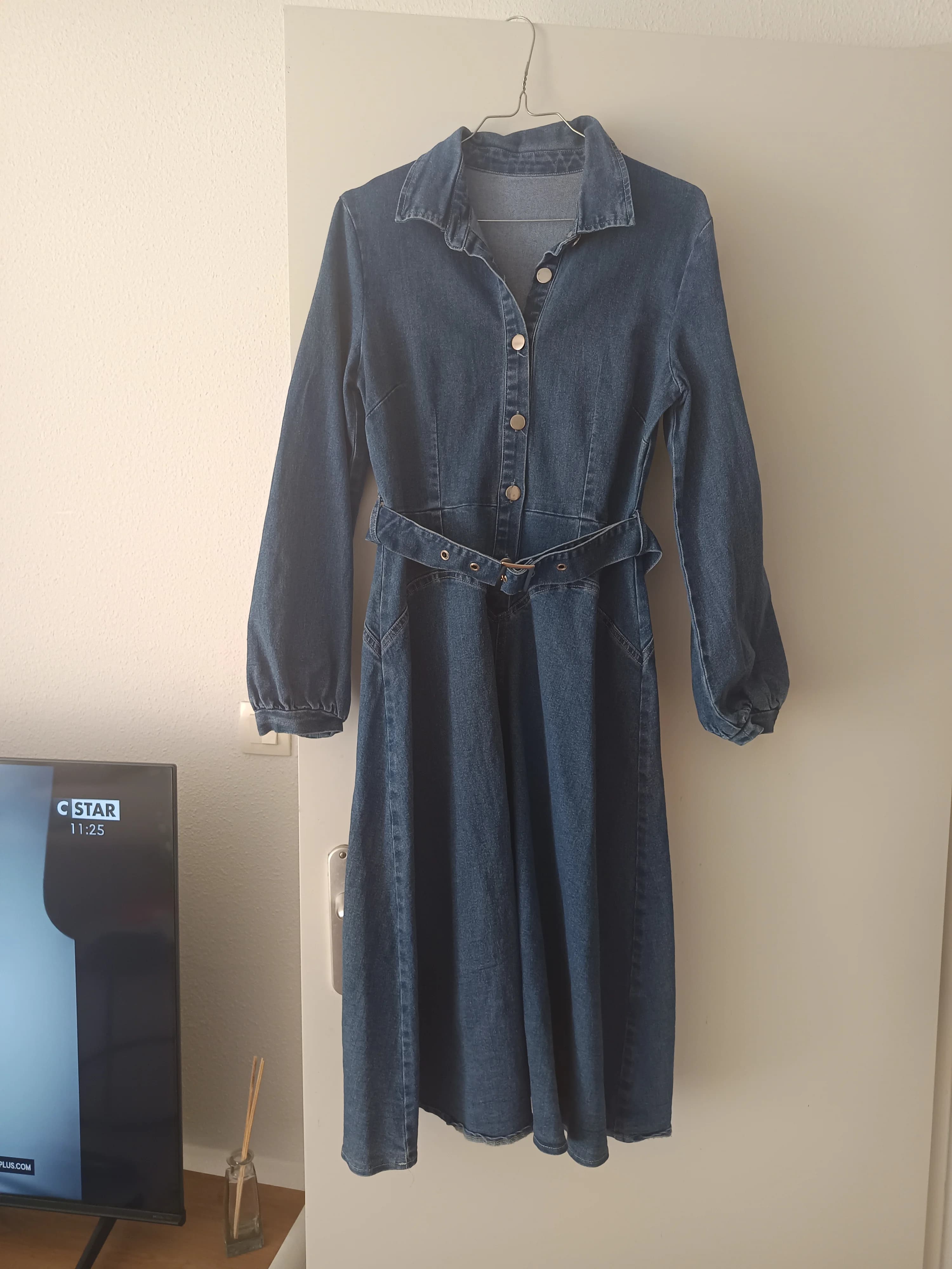 Robe longue en jean à ceinture