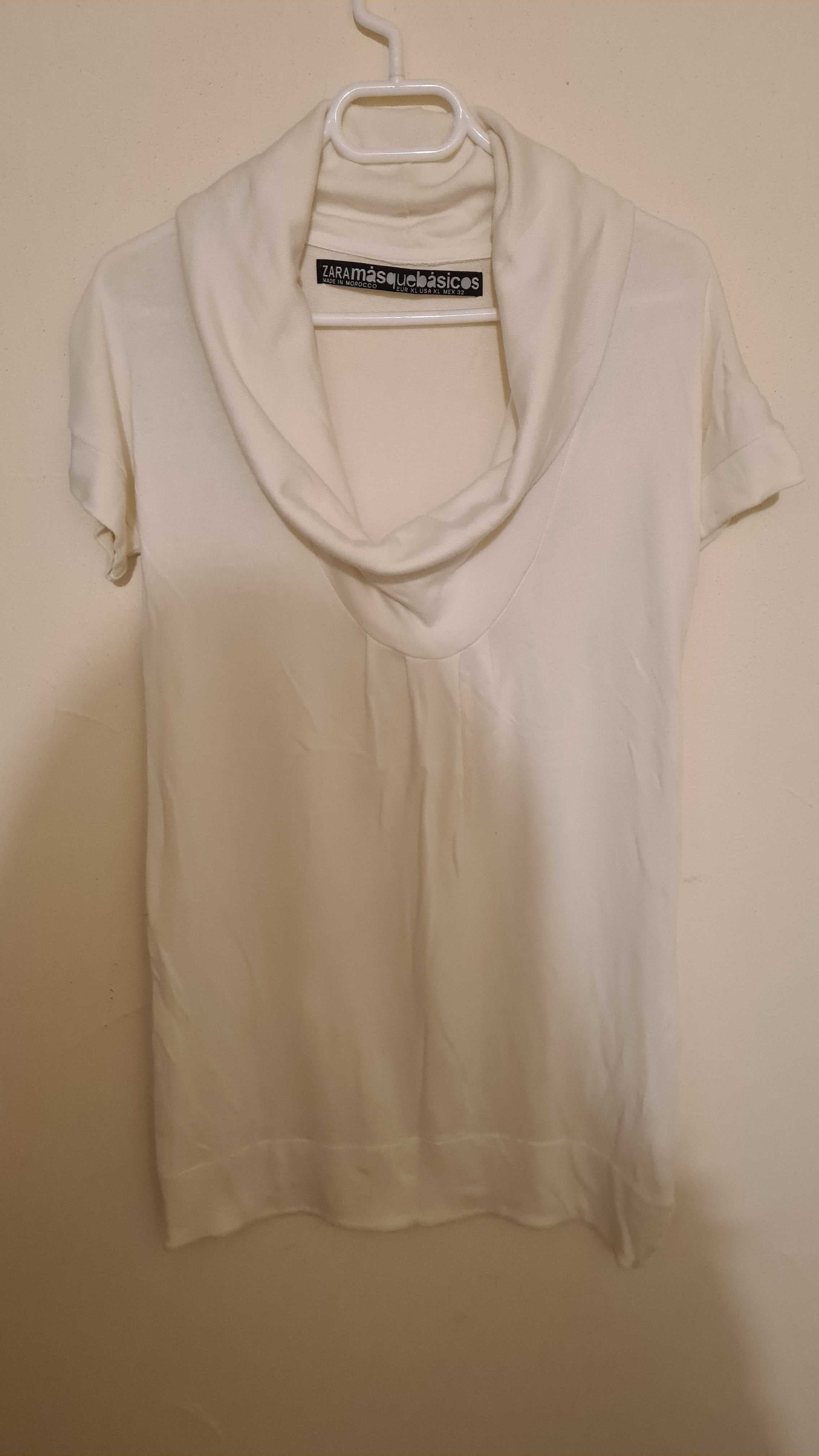 Tunique col bénitier Zara Basics blanc cassé