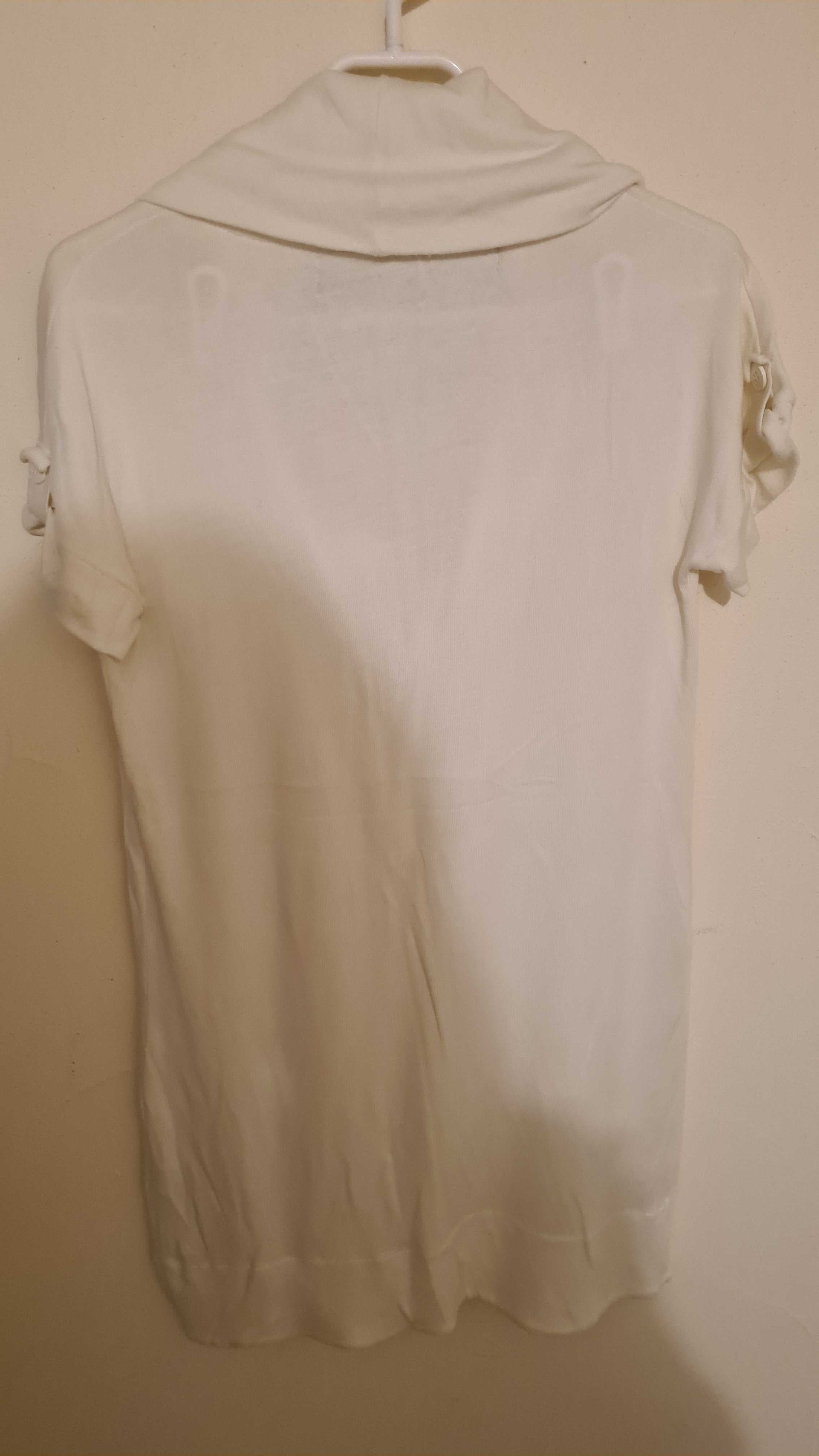 Tunique col bénitier Zara Basics blanc cassé — photo 3
