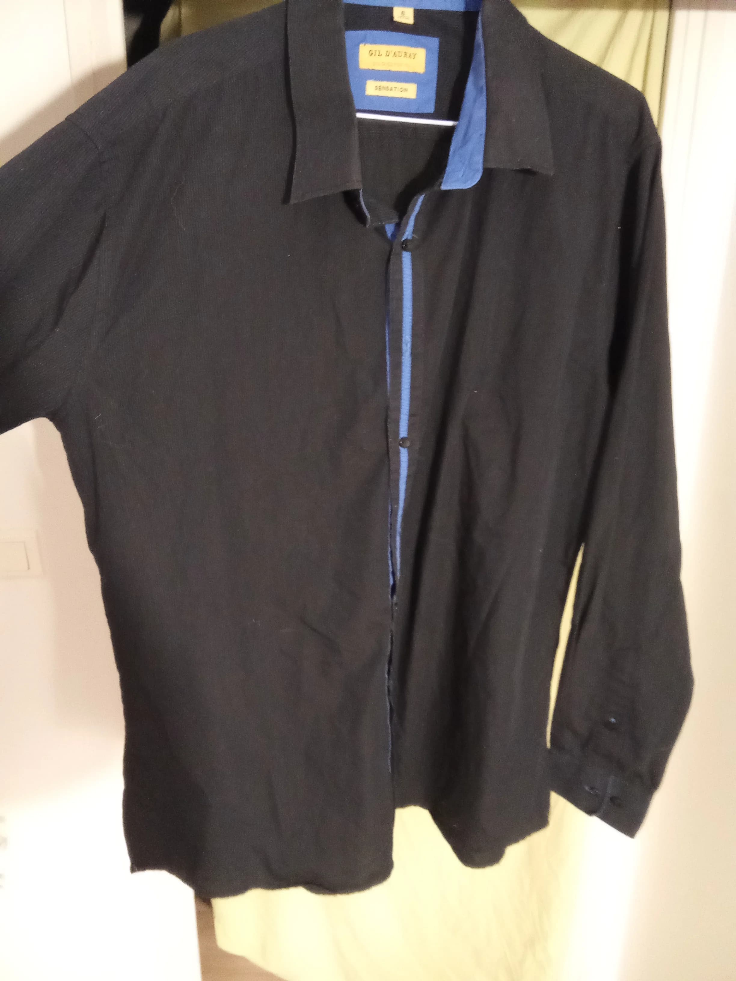 Chemise GIL D'AURAY noire et bleue Taille S