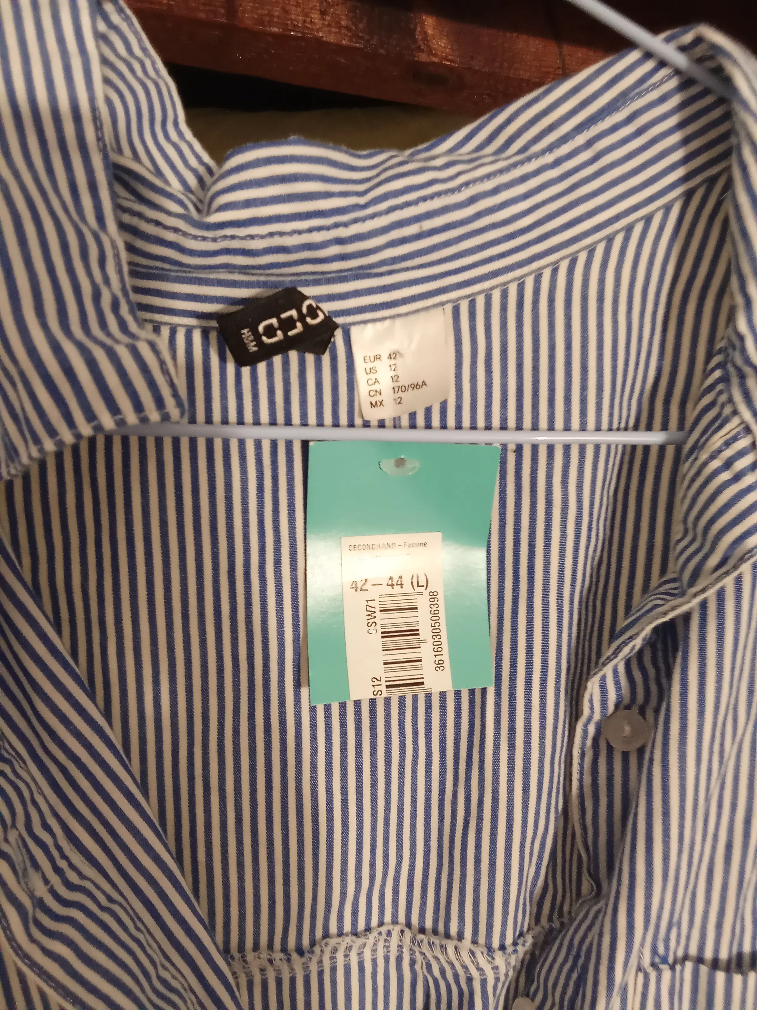 Chemisier rayé bleu et blanc T. L — photo 3