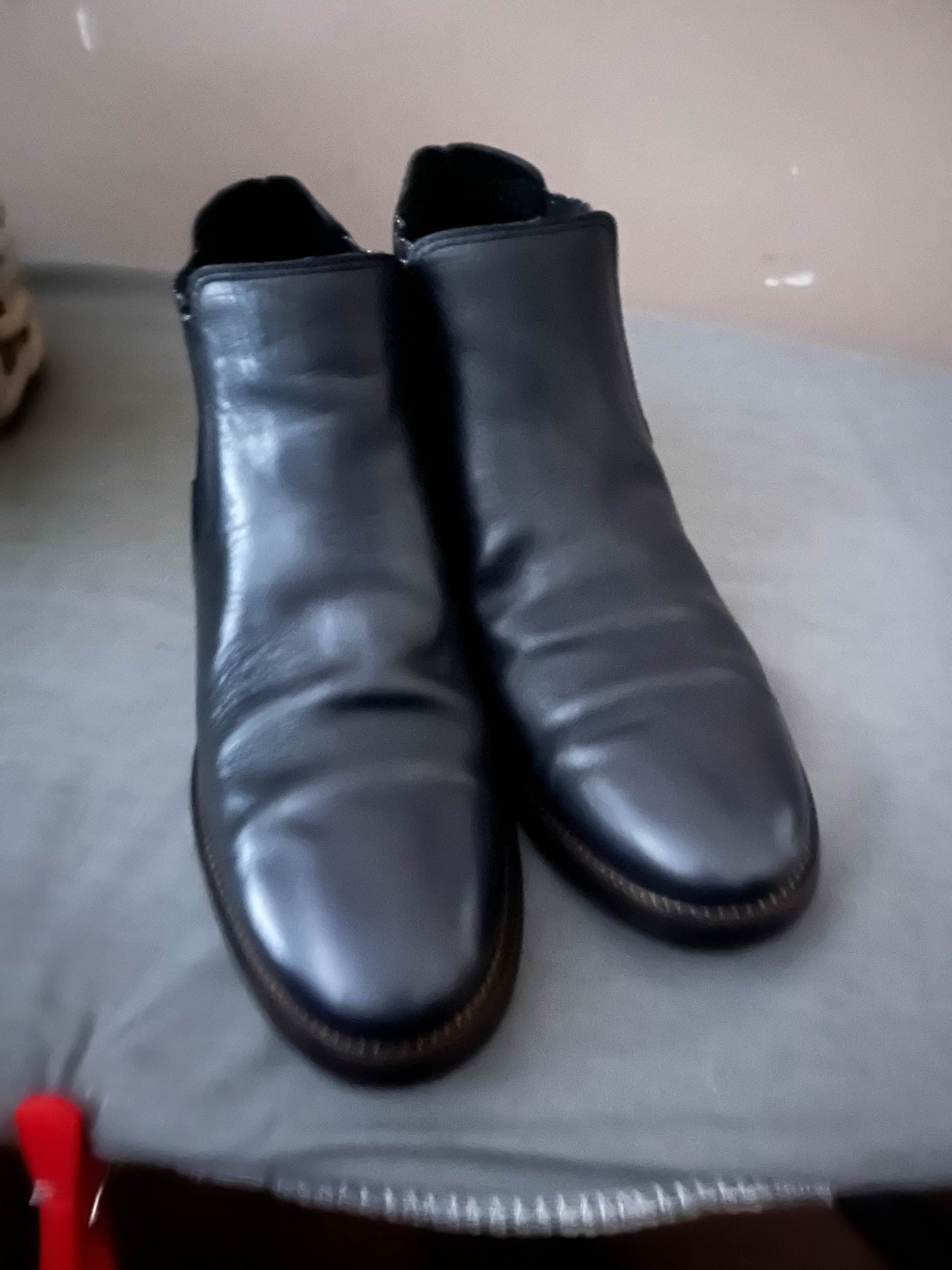 Bottines en cuir femme, bleue marine, élégantes