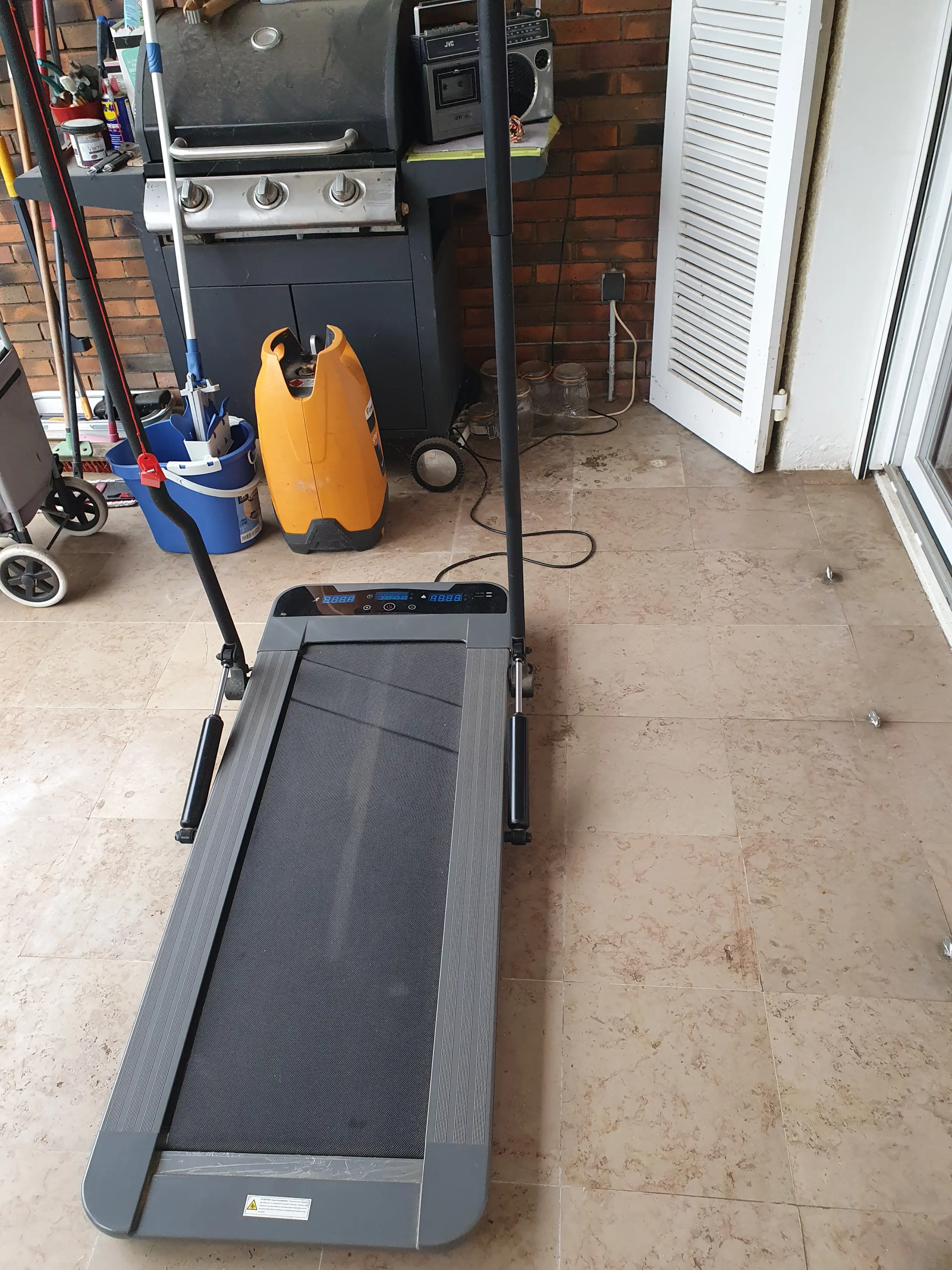 Tapis de course pliable noir/gris