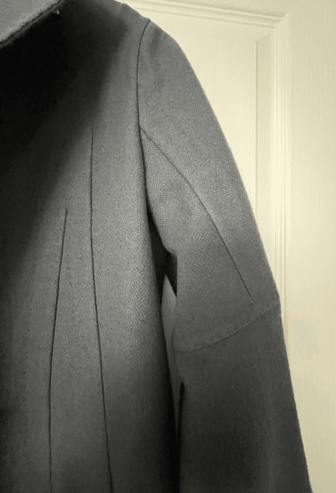Manteau long gris anthracite col montant femme — photo 4