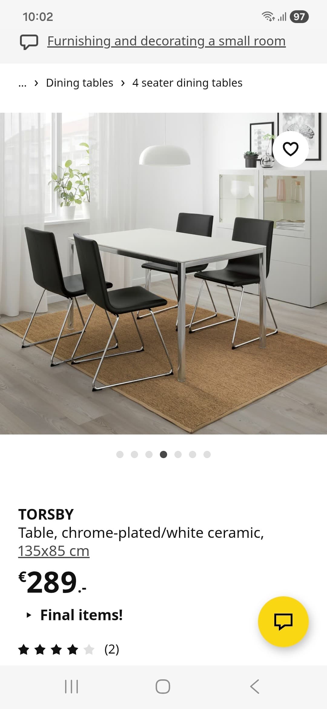 Table à manger IKEA TORSBY 135x85 cm