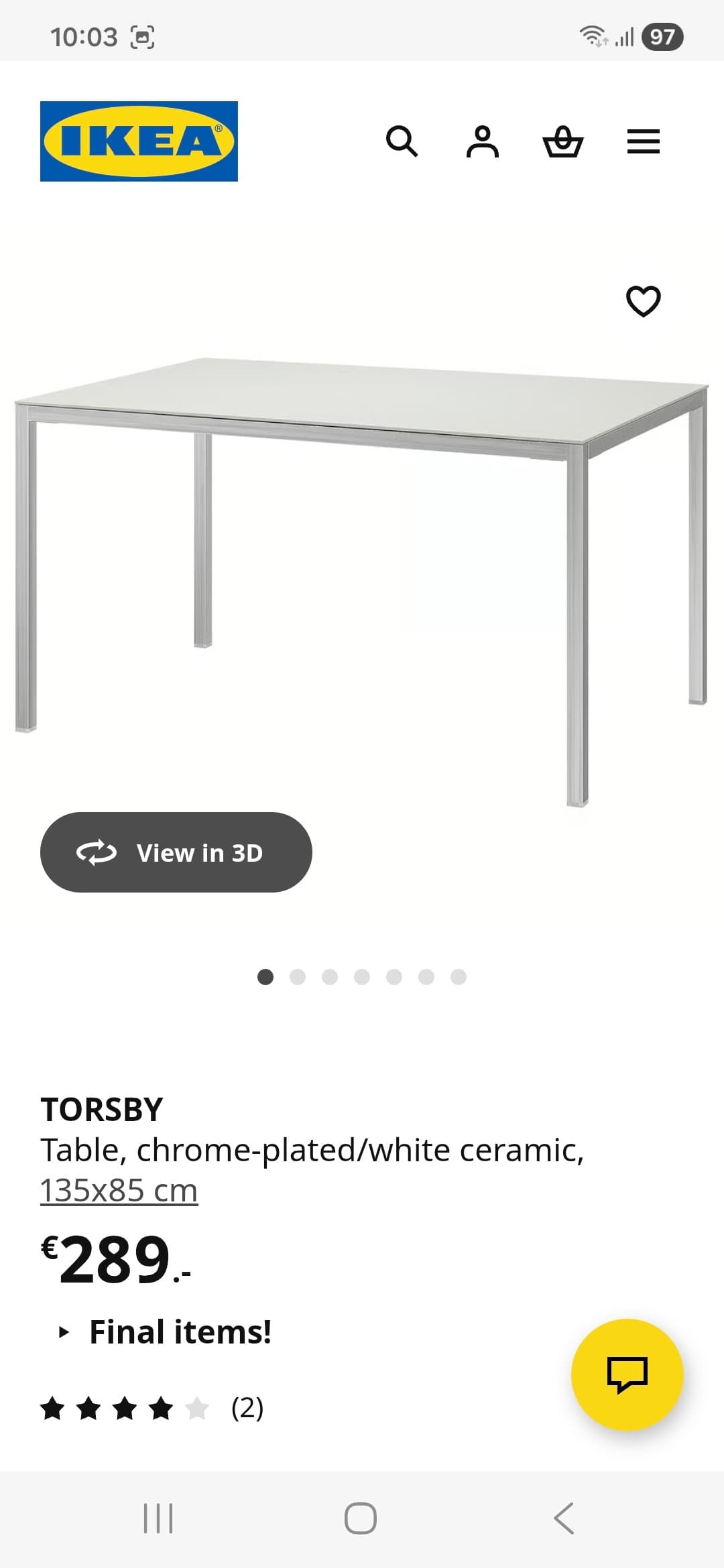 Table à manger IKEA TORSBY 135x85 cm — photo 2