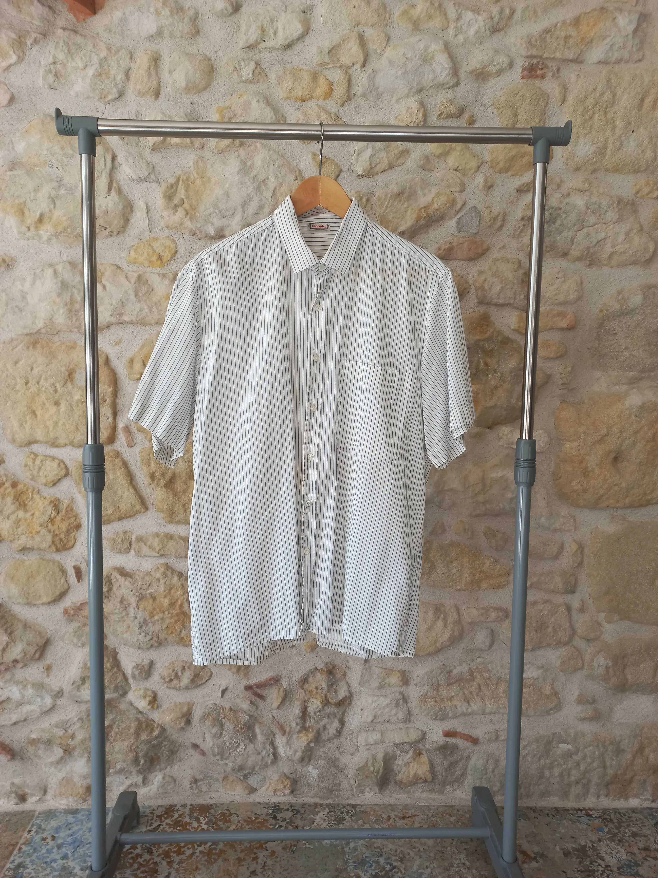 Chemise homme chabala rayée blanche/noire