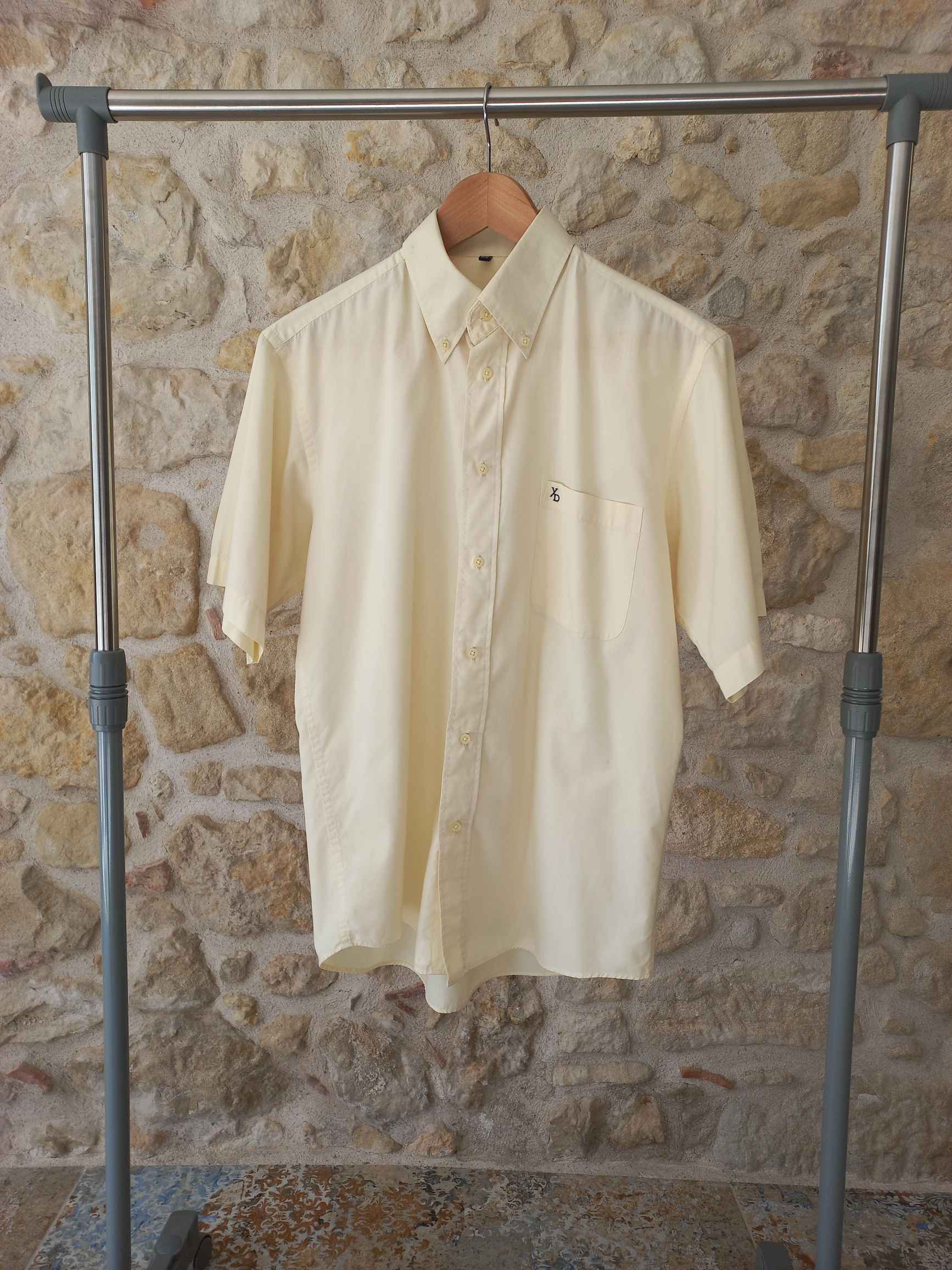 Chemise homme à manches courtes jaune pâle taille L
